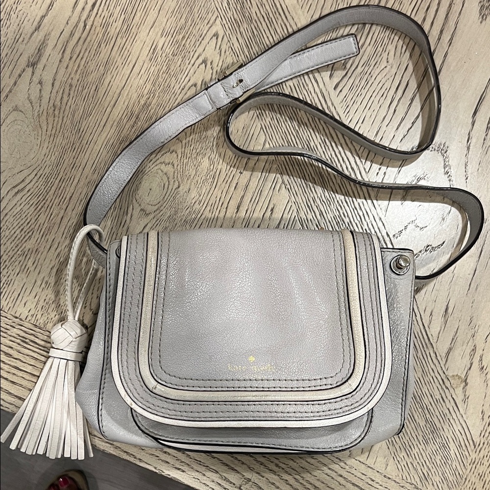Kate Spade Light Gray Crossbody Bag with Tassel